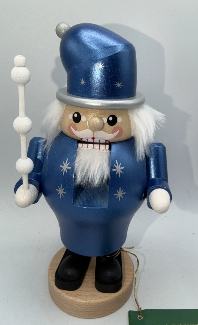 Blue Wooden Nutcracker Richard Glasser Erzgebirgische Germany 7.25 New NWT