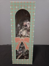 Vintage 1980s Pierrot Mime Clown Doll 7" Porcelain Jester Heart Sealed Box NOS