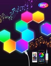 Hexagon Light Panel 8 Pack Smart APP RGB LED Wall Lights Remote Music Sync