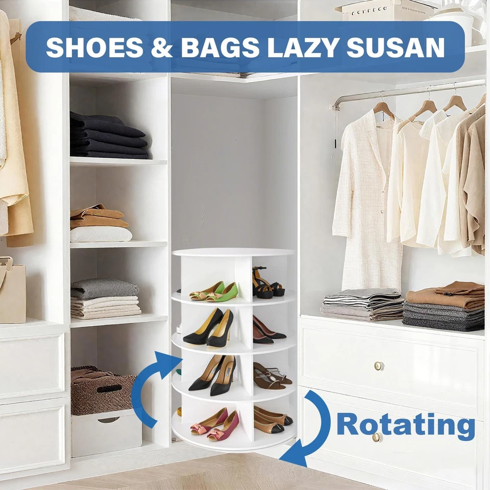 4 Tier Rotating Shoe Rack 360 Degree Rotating Shoe Tower Rack Book Organizer - Image 3 of 4