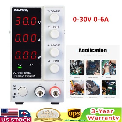0-30V 0-6A Lab DC Bench Power Supply Variable Adjustable Power Supply
