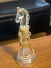 Mary Chess Knight Horse Head 4 1/2” Clear Glass Empty Perfume Bottle MINT — photo 1