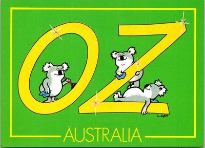 Australia OZ Koala Bears Cartoon Illustration Continental Postcard A870