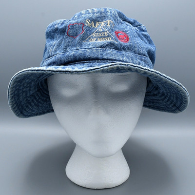 Algoma Wisconsin Central Railroad Fischerhut Vintage 1990er Denim Sicherheit Large XL