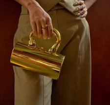 Acrylic Women Clutch Evening Box Shoulder Hanbag Purse Gold