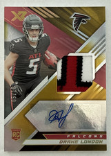 2022 Panini XR - Rookie Swatch Autos Drake London #RSA-DL Gold /10 (AU, MEM, RC)