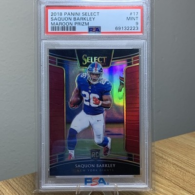 Panini 2018 Select Concourse Saquon Barkley #17 Maroon Prizm /99 PSA 9 (RC)