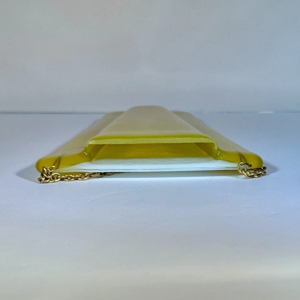 SF Mercantile Hanging Fused Glass Wall Pocket Vase Yellow Chain 9" - Image 4 of 4