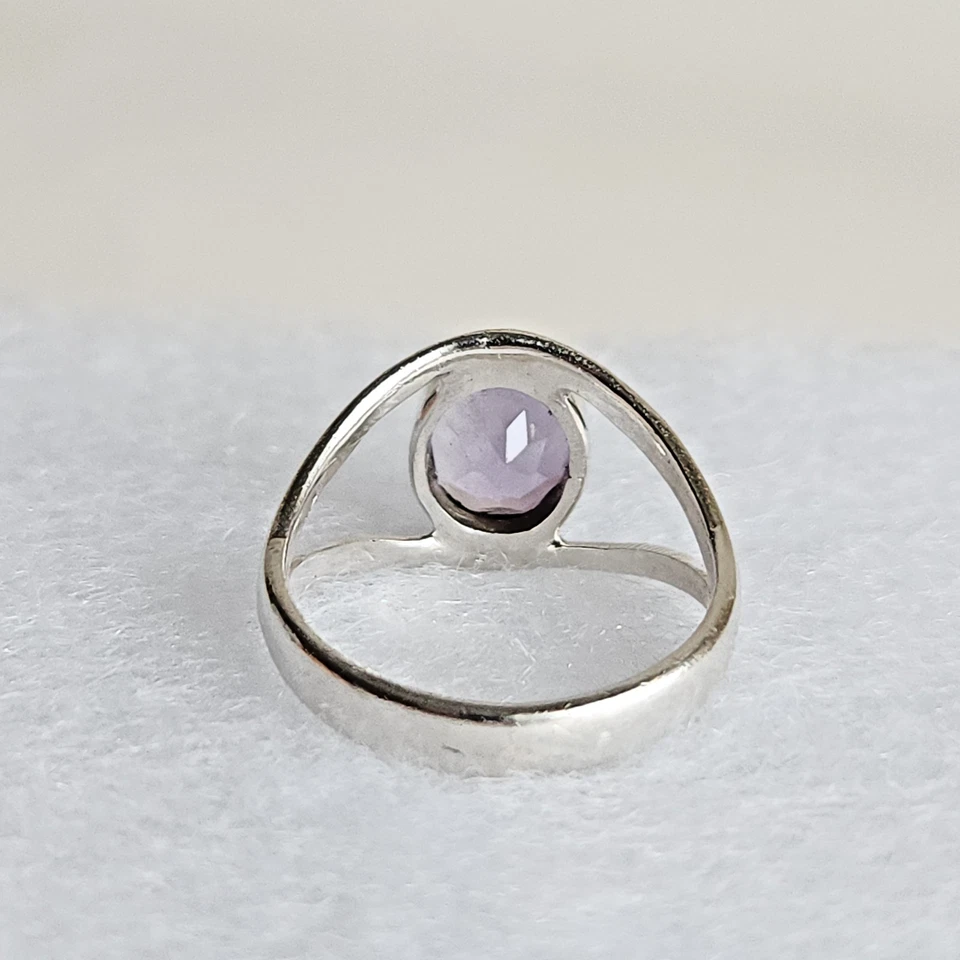 纯银紫水晶戒指 | 尺寸 8.5 | 3.7 克 | 10x7 毫米边框套装 | 复古 — 第 4/4 张图片