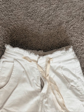 Pilcro Anthropologie White Drawstring Belt Wide Leg Pants Casual Trousers Sz 25