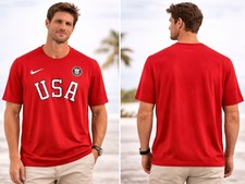 Nike USA Olympic Team Dri-FIT Red Athletic Cut T-Shirt Mens XXL Short Sleeve
