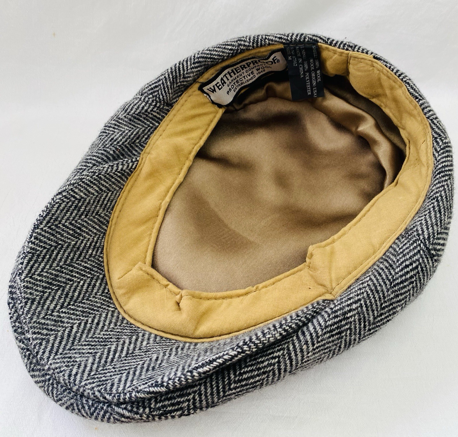 WEATHERPROOF Black Herringbone Wool Flat Cap - Si… - image 6