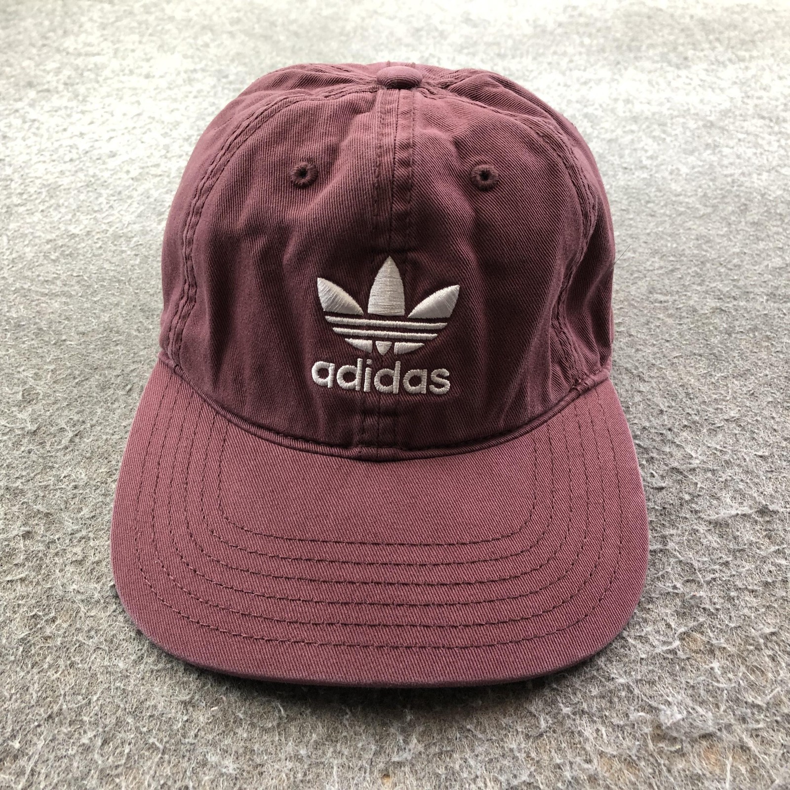 Adidas Hat Cap Strap Back Mens One Size Red Trefoil Logo Cot