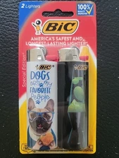 🐩 Brand New, 2 Pack Of BIC Lighters - French Bull Dog, Lava Lamp