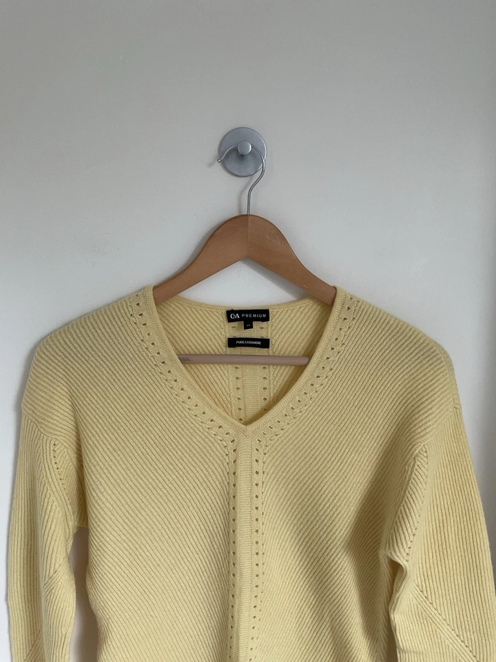 C&A Premium Pure Cashmere Damen Pullover Gr. XS Gelb 100% Kaschmir - Bild 2 von 4