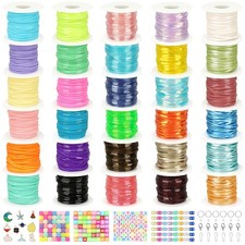 Lanyard String Kit, 30 Rolls Gimp String Plastic Lacing Cord, 6 Plastic String L