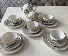 11.1*  Japanese Bone China Tea set Lithophane GEISHA GIRL mount Fuji  19 Piece