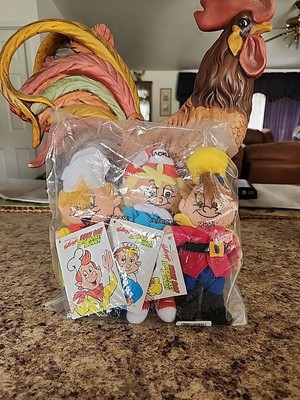 Set Of 3 VTG KELLOGG S RICE KRISPIES Plush Dolls: SNAP-CRACKLE-POP, 1997, NIP