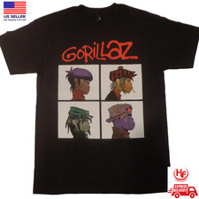 Gorillaz Demon Days Band T-Shirt Cartoon Rock Graphic Tee Black