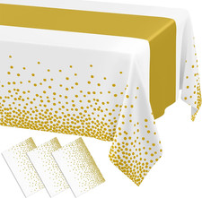 Plastic Table Cloth Disposable 3 Pack, 54 X 108 Inch Rectangle Waterproof Tablec