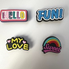 4 Piece Silicone Shoe Charms for Croc Style Shoes "Sayings"