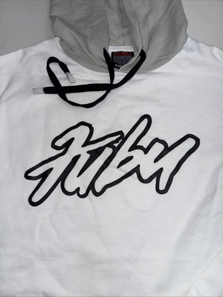 Sudadera con capucha de lana de manga larga blanca talla pequeña 34-36 FUBU para hombre Foto 2 de 4