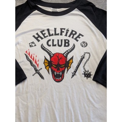 Stranger Things Hellfire Club Raglan Baseball Tee Graphic Shirt Size Medium