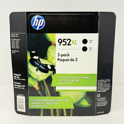 HP 952XL Black Ink 2 Pack N9K29BN OfficeJet Pro Exp Jul 2022 Sealed