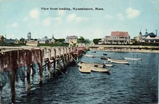 Vintage Postcard View from Landing Hyannisport Massachusetts Tichnor Bros
