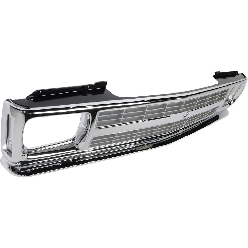 Grille For 91-93 Chevrolet S10 91-94 S10 Blazer Chrome Shell w/ Gray Insert - Image 2 of 4