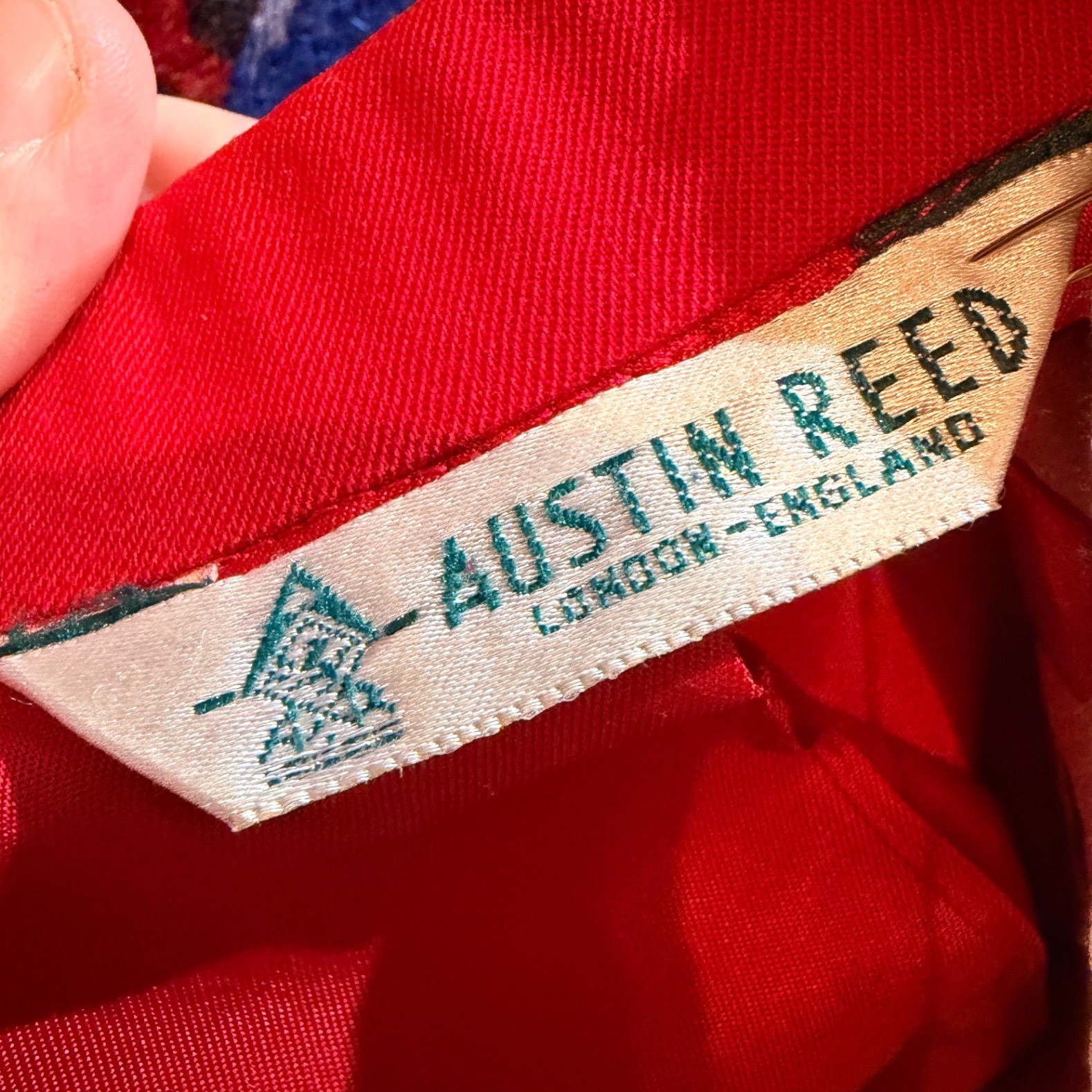 Vintage Austin Reed Red Wool Double Breasted Blazer Gold Buttons Women Size 8