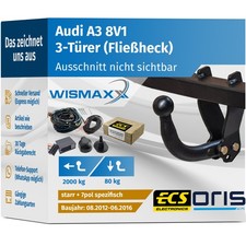 ANHÄNGERKUPPLUNG für Audi A3 8V1, 8VK 12-16 starr ORIS +7polig E-Satz ECS