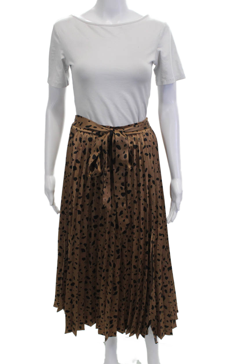 Moon River Womens Pleated Wrap Midi Animal Print Brown Skirt Polyester Size SFree Shipping in US $100+ Orders | $6.95 Orders Below