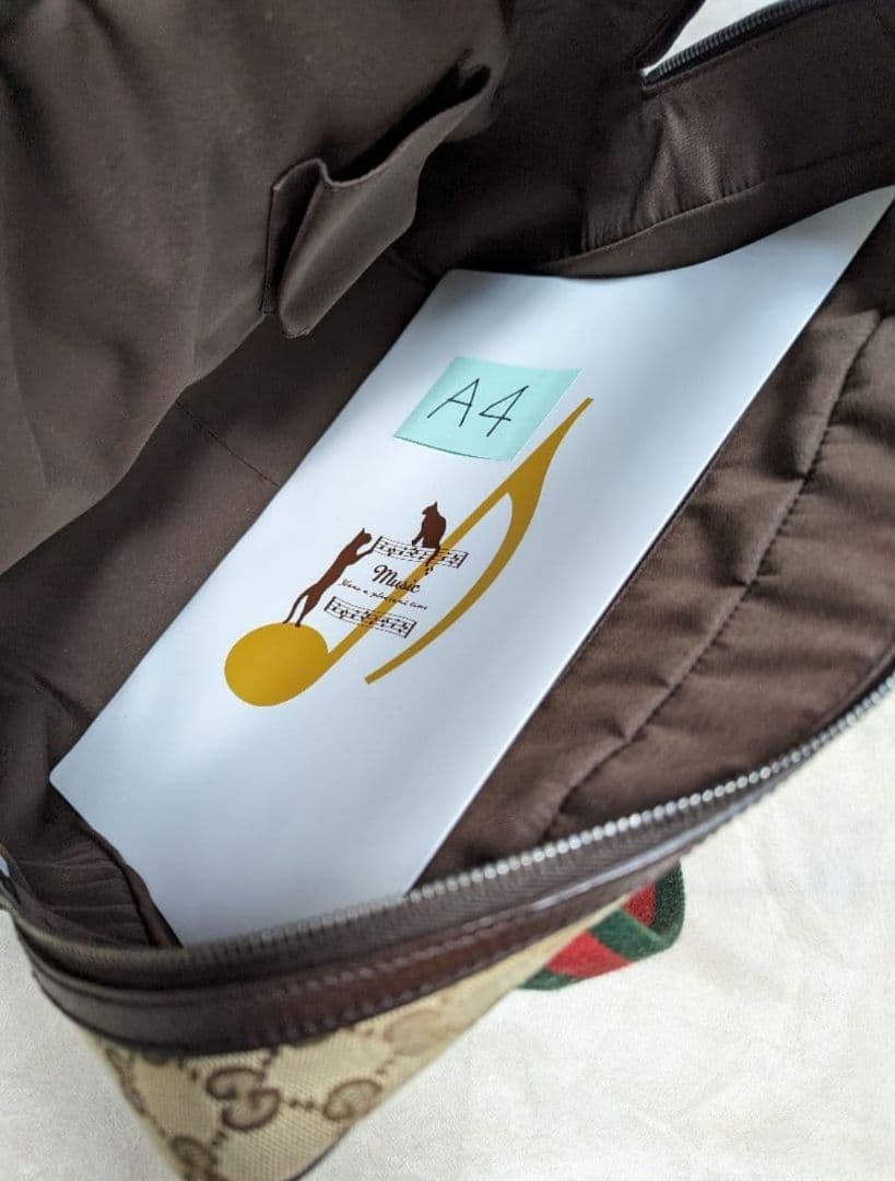 GUCCI Canvas Shoulder Bag Tote Bag Leather Trim Beige Brown Authentic thumbnail 11