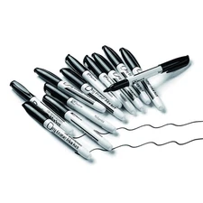 Volcanics Black Dry Erase Markers Low Odor Fine 1 Count (Pack of 12), 