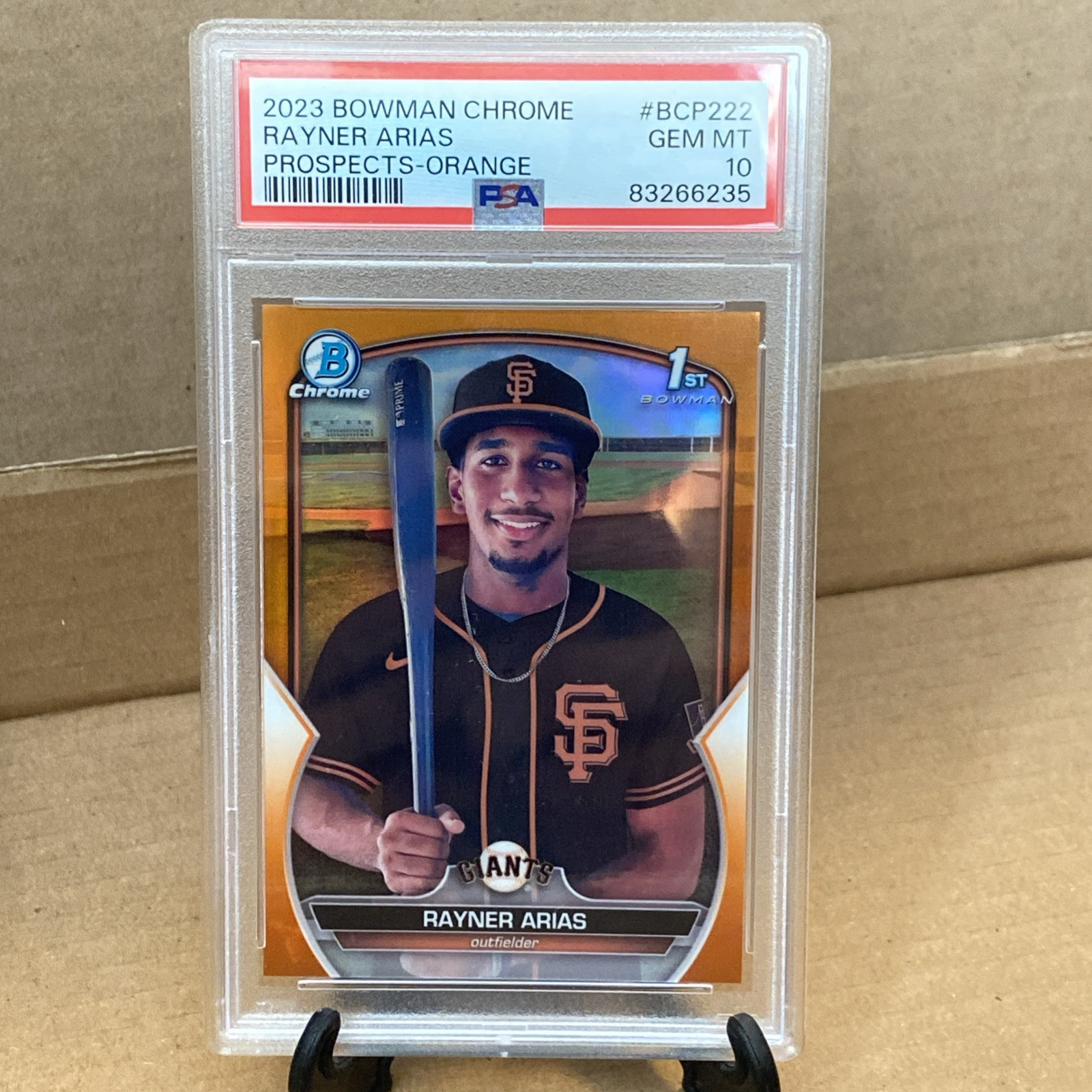 RAYNER ARIAS PSA 10 2023 Bowman Chrome /25 Orange BCP222 Giants