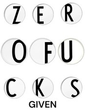 Rude Humour Design Letters “Zero Fu*ks Given” x7 Plates x7 Cups Set BRAND NEW