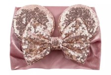 Baby Girls Sequin Headband Minnie Mouse Ears Hairband Bow Knot Turban Head wrap