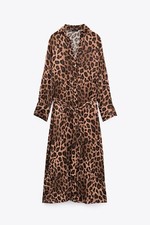 ZARA ABITO MIDI STAMPA ANIMALIER NERO MARRONE ~ 2298/199 ~ Taglia M