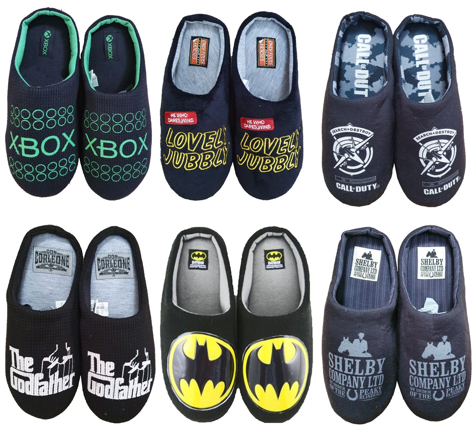 SAOLA PANTOFOLE DA UOMO XBOX PEAKY BLINDERS PADRDFATHER COD BATMAN SOLO SCIOCCHI E CAVALLI