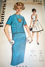  LOVELY VTG 1960s DRESS BUTTERICK Sewing Pattern 12/32 FF