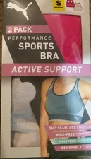 Puma Small Sports Bras 2-Pack Pink/Light Gray Active Support Drycell Wire Free