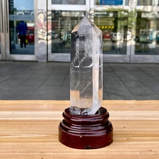 460G Natural White Crystal Obelisk Transparent Quartz Energy Column Reik