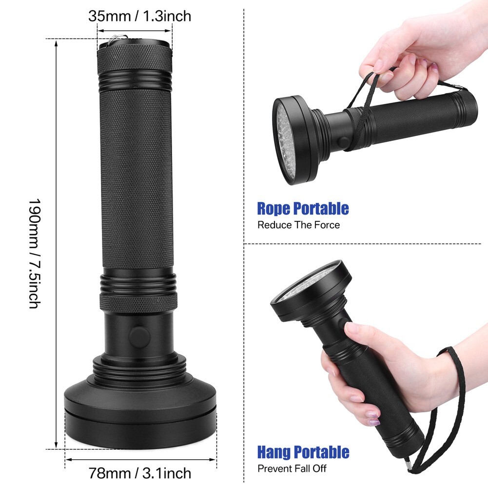 UV Ultraviolet Light 100 LED Flashlight BlackLight 395nM Inspection Lamp Torch - Picture 3 of 23