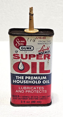Vintage GUNK SUPER OIL Tin - From the Makers of Liquid Wrench - Empty w/No Cap