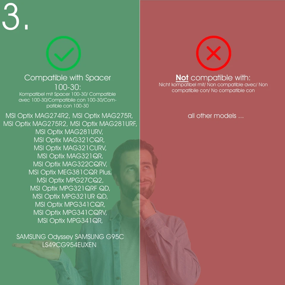 VESA Abstandshalter 100x100mm - 30mm Distanz - inkl. Schrauben - Bild 4 von 4