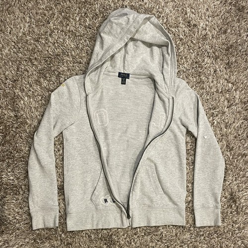 Polo Ralph Lauren Girls Sz XL (16) Full Zip Hooded Jacket Grey Embroidered - Picture 2 of 13