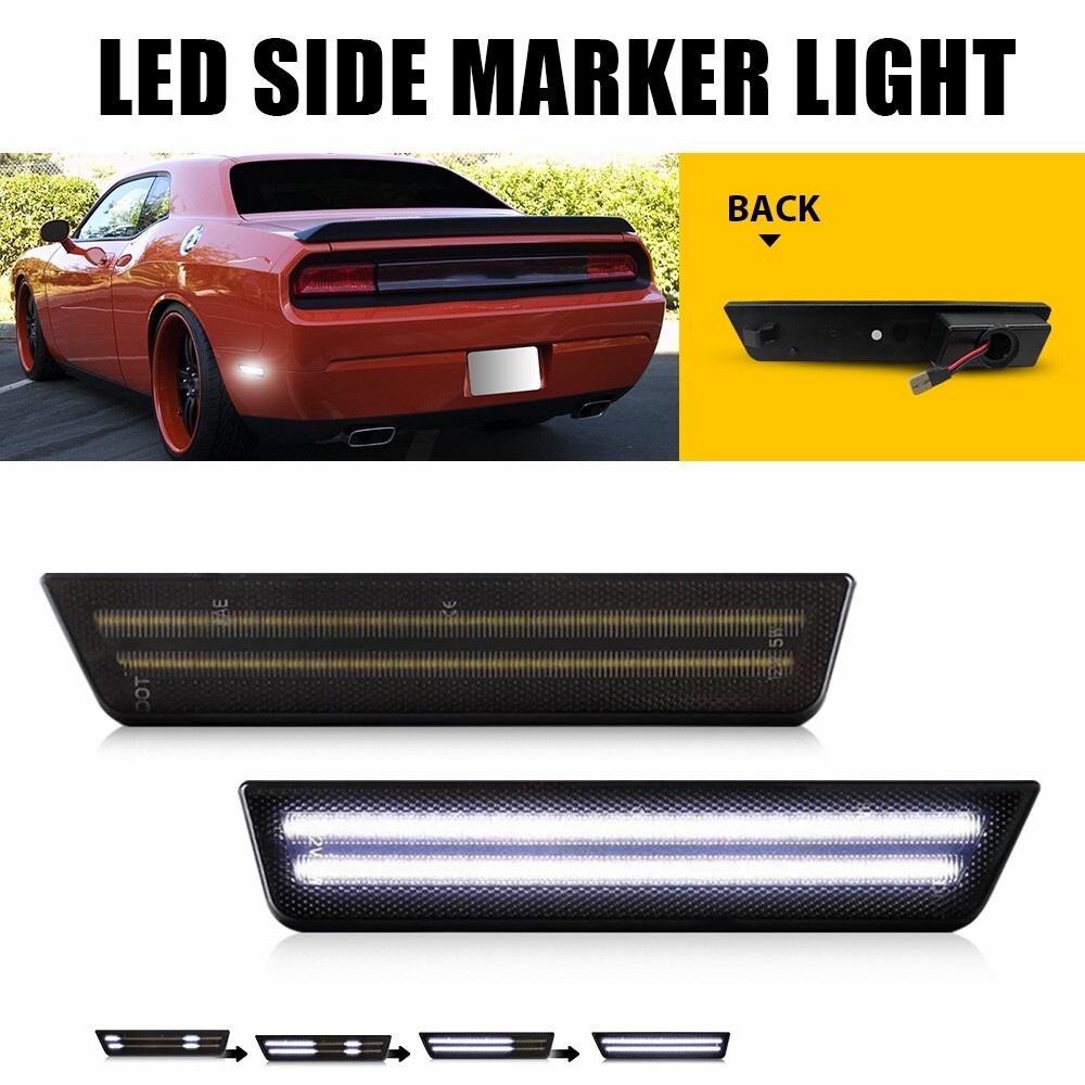 LED Side Marker Lights for 2008-14 Dodge Challenger Rear Fender Reflectors