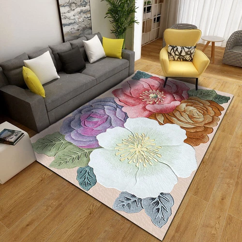 Alfombra de terciopelo floral 3D vintage alfombra de piso para sala de estar dormitorio antideslizante lavable - Imagen 12 de 22