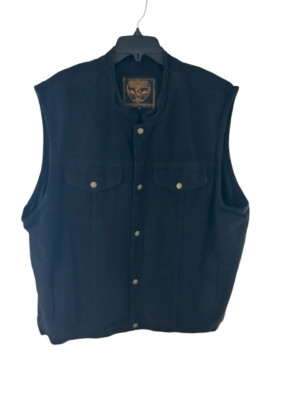 Milwaukee Performance Denim Vest Black Club Style Conceal Carry Snap Pocket: 4XL